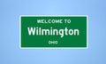 Wilmington, Ohio city limit sign. Town sign from the USA.