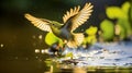 Wilson Warbler catching an insect mid-flight. AI Generative