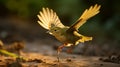 WilsonÃ¢â¬â¢s Warbler catching an insect mid-flight. AI Generative