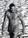 Wilt Chamberlain Playing Volleyball on Santa Monica Beach