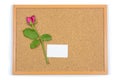 Wilted Rose and paper card on brown board