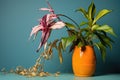 a wilting plant next to a vibrant plant Royalty Free Stock Photo