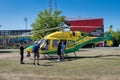 Wiltshire air ambulance outside Swindon Town football club