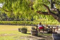 Wilyabrup, Margaret River, Western Australia - 2011: A lady enjoying wine at Cullen winery