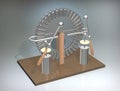 Wimshurst machine with two Leyden jars. 3D illustration of electrostatic generator. Physics. Science classrooms experiment. Royalty Free Stock Photo