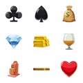 Win in the casino icons set, cartoon style Royalty Free Stock Photo