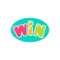 Win Congratulations Sticker With Bubble Design Template For Video Game Winning Finale