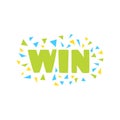 Win Congratulations Sticker With Confetti Design Template For Video Game Winning Finale