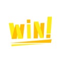 Win Congratulations Sticker With Yellow Letters Design Template For Video Game Winning Finale