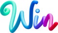 Win fluid 3d twist text made of blended colorful circles