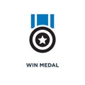 win medal icon. golden winner prize concept symbol design, succe