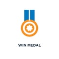 win medal icon. golden winner prize concept symbol design, succe