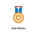 win medal icon. golden winner prize concept symbol design, succe