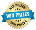 Win prizes 3d gold badge Royalty Free Stock Photo