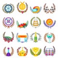 Win race icons set, cartoon style Royalty Free Stock Photo