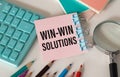 win-win solution - negotiation or conflict resolution concept - isolated words in white background Royalty Free Stock Photo