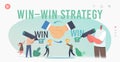 Win Win Strategy Solution Landing Page Template. Business Partners Characters Agreement, Partnership, Winwin Benefit Royalty Free Stock Photo