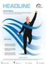 Win, success businessman on vector flyer, corporate business, annual report, brochure design and cover presentation with blue Royalty Free Stock Photo