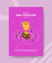 Win together in business concept for template banner and flyer with isometric style