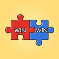 win-win puzzle pop art vector hand drawn Royalty Free Stock Photo