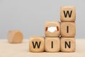Win win situation printed on wooden cubes Royalty Free Stock Photo