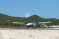 Winair plane landed at St Barts airport Royalty Free Stock Photo