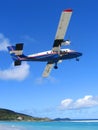 Winair plane taking off from St Barts airport. Royalty Free Stock Photo