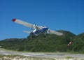 Winair plane taking off from St Barts airport Royalty Free Stock Photo