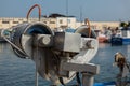 A winch on a fishing boat in the harbor on Spain`s east coast. Royalty Free Stock Photo