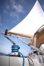 Winch with rope on a sail boat in the sea Royalty Free Stock Photo