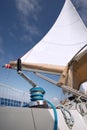 Winch with rope on a sail boat in the sea Royalty Free Stock Photo