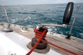 Winch with rope on sailing boat