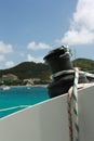 Winch and rope on sailing boat Royalty Free Stock Photo