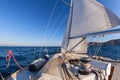 Winch with rope on sailing boat