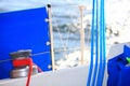 Winch with rope on sailing boat rigging Royalty Free Stock Photo