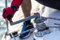 Winch on a sailing yacht Royalty Free Stock Photo