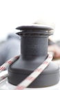 Winch windlass with halyard and sheet rope on sail boat Royalty Free Stock Photo