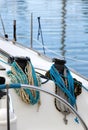 The winches and ropes of a sailboat, detail