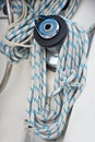 Winches and ropes, sailing yacht detail Royalty Free Stock Photo