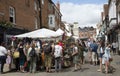 Winchester city centre UK market stalls