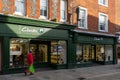 11/06/2019 Winchester, Hampshire, UK The exterior of a Clarks shoe shop or shoe store on a high street