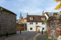 11/06/2019 Winchester, Hampshire, UK A typical english back alley with an old cottage, Winchester UK