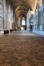 Winchester UK. Close up of the medieval encaustic floor tiles in the south isle of the retrochoir at Winchester Cathedral