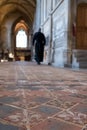 Winchester UK. Close up of the medieval encaustic floor tiles in the south isle of the retrochoir at Winchester Cathedral