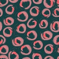Seamless pattern with red and pink circles on dark background Royalty Free Stock Photo