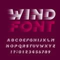 Wind alphabet font. Speed effect bold type letters and numbers.