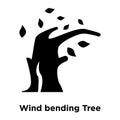 Wind bending Tree icon vector isolated on white background, logo Royalty Free Stock Photo