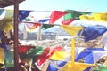 Wind blowing prayerflags for a religious moment Royalty Free Stock Photo