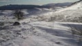 Wind blowing on the snow in the mountains in Abruzzo.