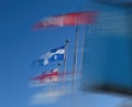 Wind-Blown Flags in Montreal, Canada